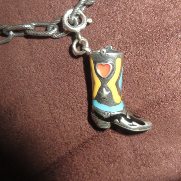 ❤️925 Sterling CAROLYN POLLACK Relios Western Cowboy Boots 5 Charm Bracelet - Picture 3 of 9